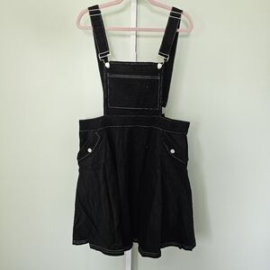 Unique Vintage 1960s Black Corduroy Brionne Pinafore Skirt 1X‎ 16